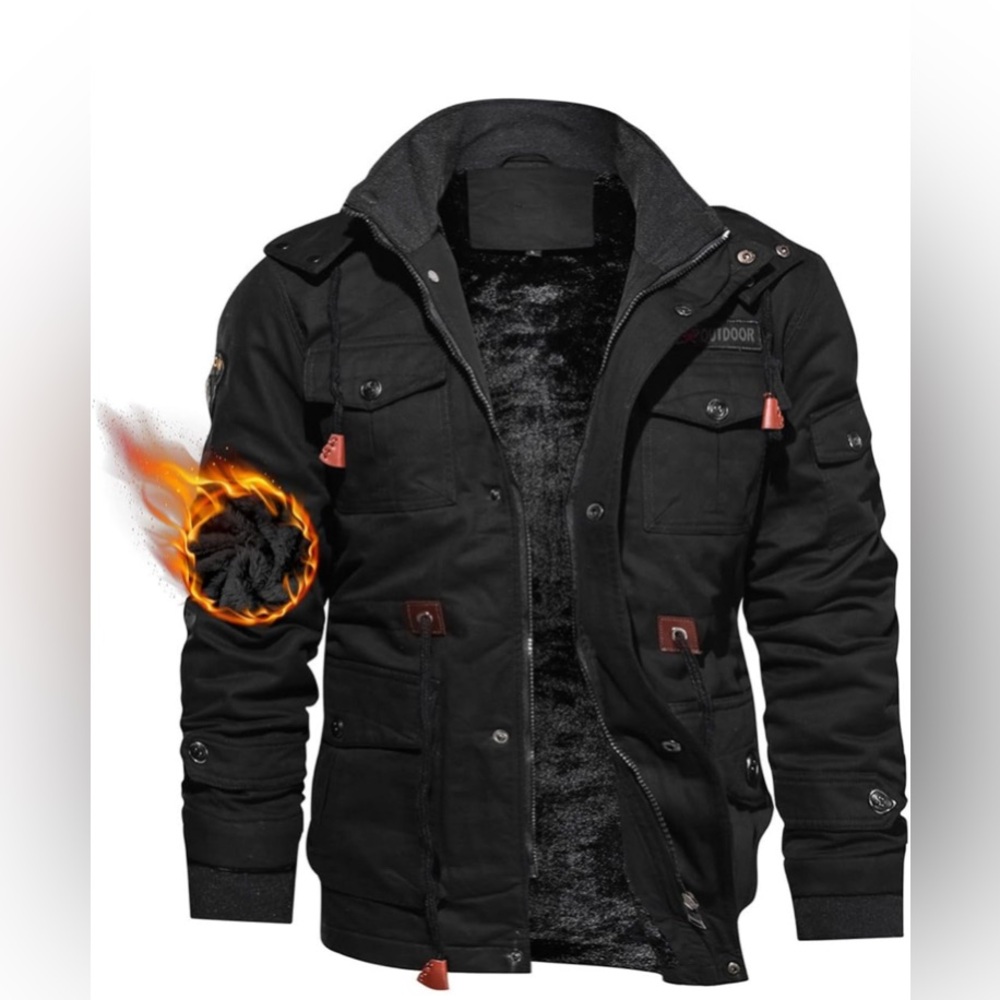 New Men's Winter Jacket Military  Fleece Lined Thick Warm Coats Hood Medium